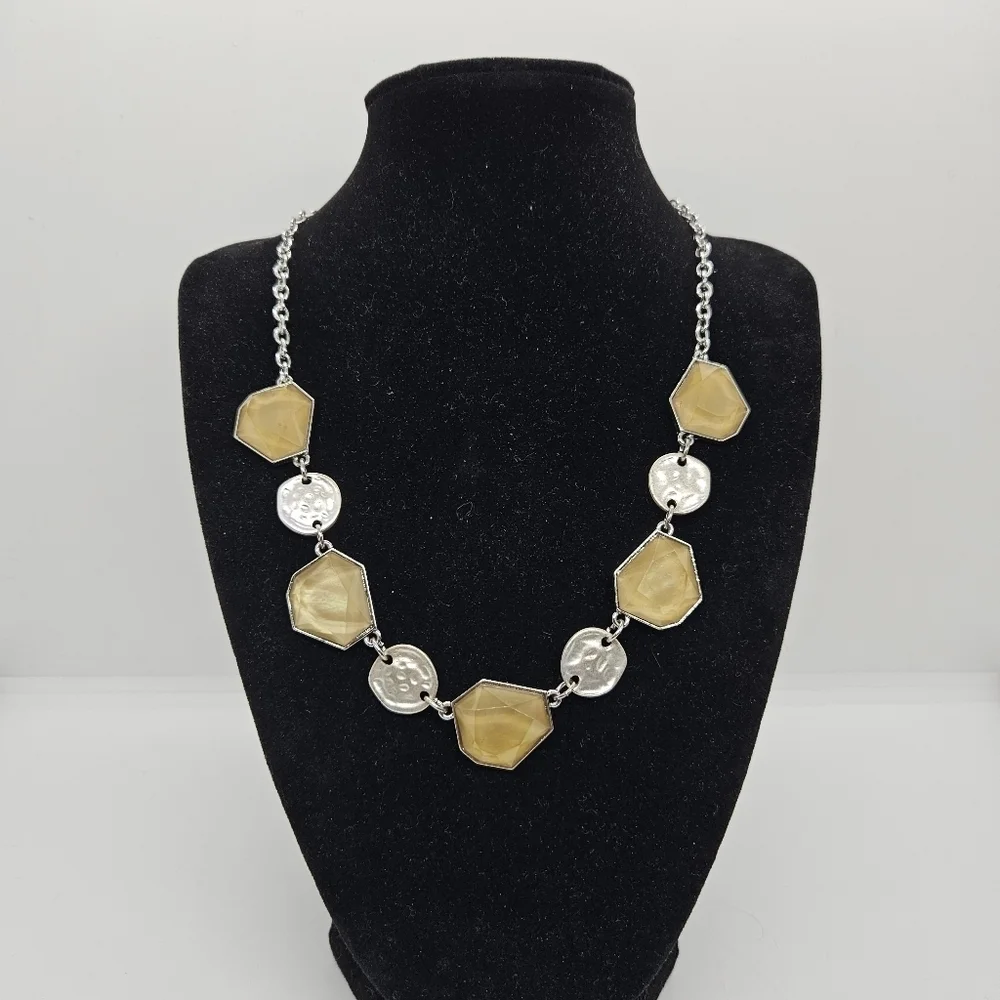 Chico's silver tone and yellow necklace